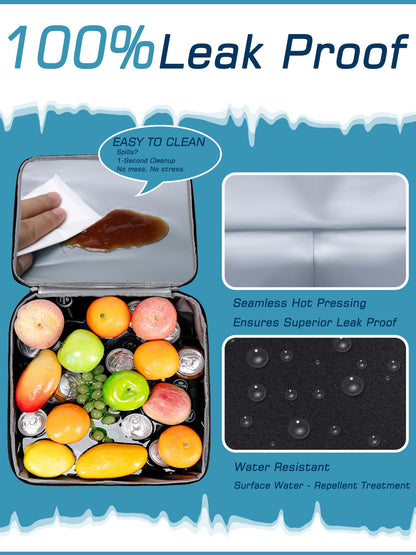 TuErcao Soft Cooler Bag, 9"x9"x9" 20 Cans Leakproof Insulated Small Ice Chest for Travel Beach Camping Picnic, Lightweight Portable Collapsible Cooler Box with Shoulder Strap for Car, Light Grey