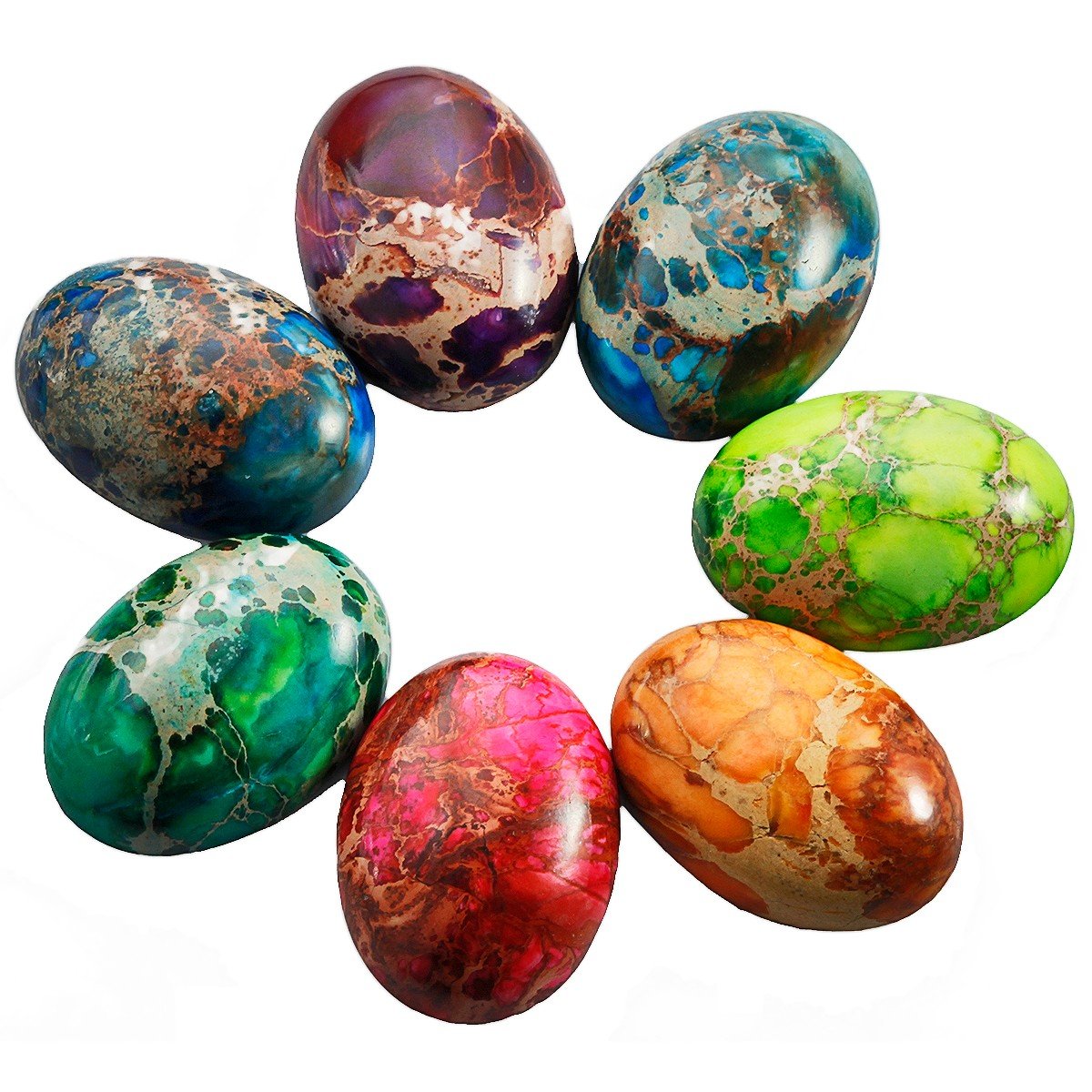 rockcloud 18x25mm Oval Cabochon Flatback Semi-precious Stones Sea Sediment Jasper for Jewelry Making Pack of 5