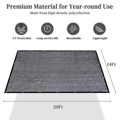 Winpull Garden 50% Shade Cloth, 14 x 20 FT Sun Shade Mesh Tarp with Reinforced Grommets, Durable HDPE Material Outdoor Shade Cloth for Plants, Greenhouse, Pergola and Backyard Patio Sunshade