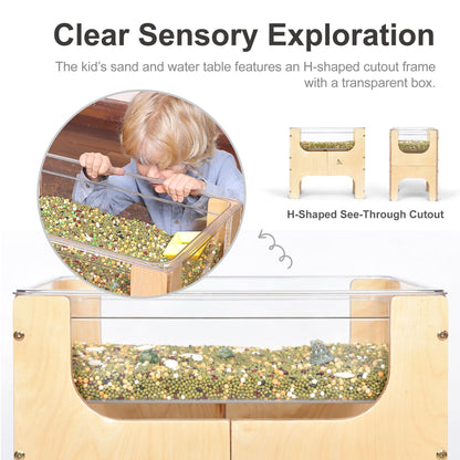 KRAND See-Through Small Water & Sand Sensory Table for Kids w/Transparent Tub for Tactile Play & Learning – Perfect for Home, Classroom & Daycare