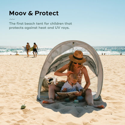 Babymoov Moov & Protect Anti-UV Cooling Beach Tent for Babies with Integrated Mosquito Net, Portable, Green Lagoon (Summer 2025 Edition)