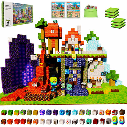 YunniFun Magetic blocks-200pcs Magnetic Building Blocks Toys Set Magnetic Toys for Boys Girls Kids Ages 3 4 5 6 7 8,Magnet STEM Games Christmas Birthday Gifts for Kids. (Mine Car Theme)