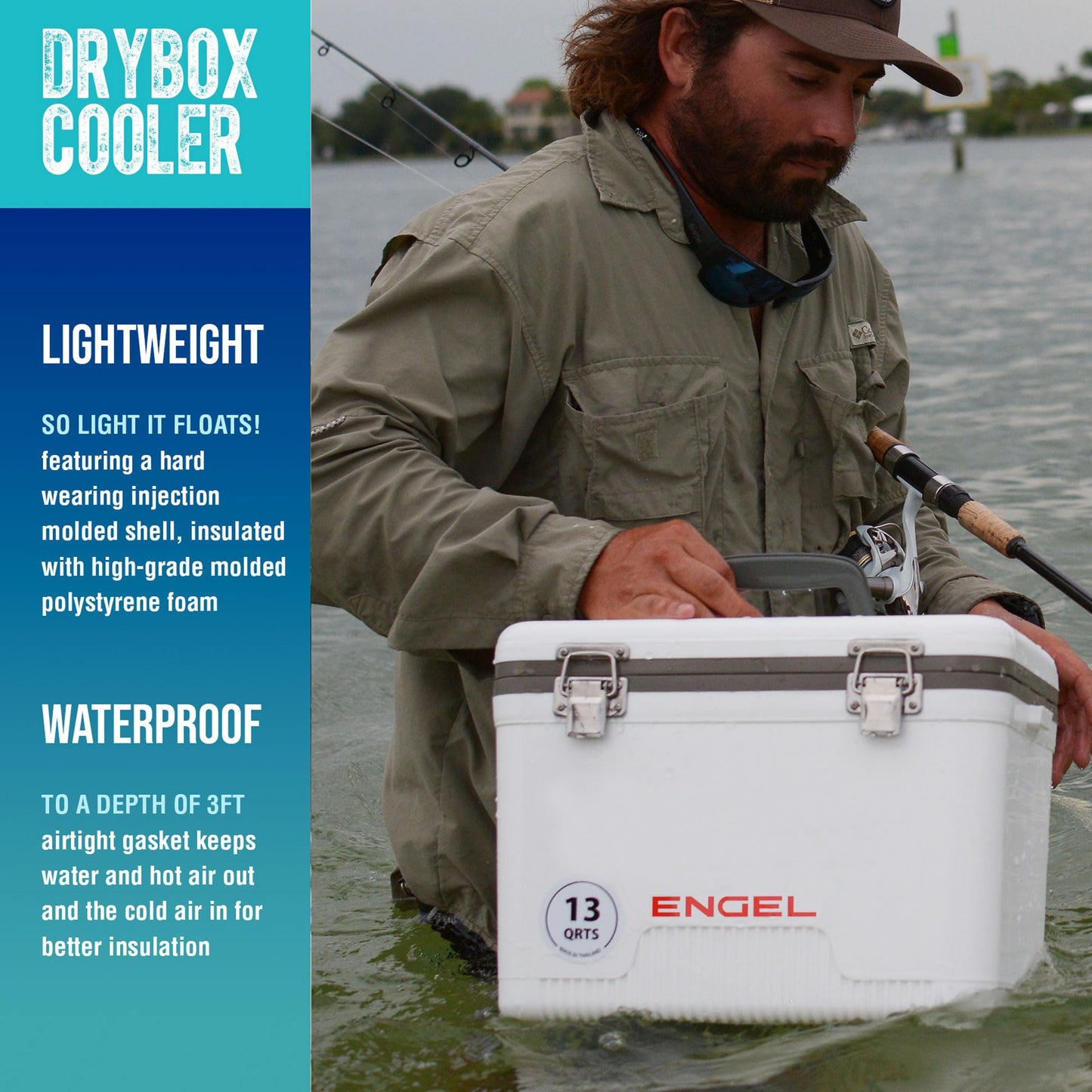 Engel UC13 13qt Leak-Proof, Air Tight, Drybox Cooler and Small Hard Shell Lunchbox for Men and Women in Red