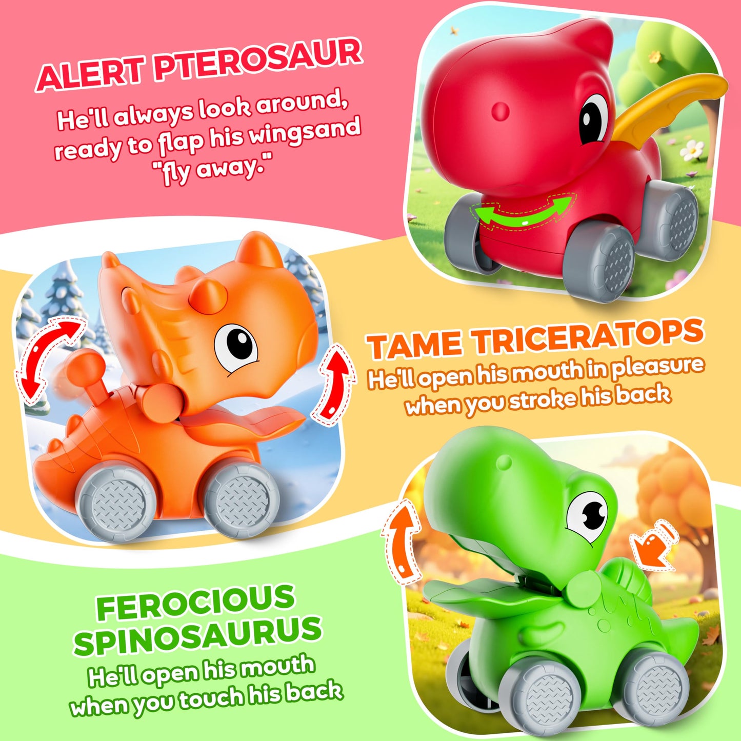 Train Set for Toddlers w/Steam, Music & Lights - Electric Train Toys for Kids w/Tracks Accessories, Including 3 Dinosaur Car and 3 Trailer, Christmas Birthday Gifts for 1-3 4 5 6+ Years Old Boys Girls