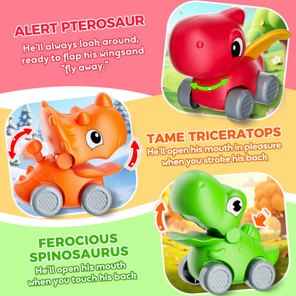 Train Set for Toddlers w/Steam, Music & Lights - Electric Train Toys for Kids w/Tracks Accessories, Including 3 Dinosaur Car and 3 Trailer, Christmas Birthday Gifts for 1-3 4 5 6+ Years Old Boys Girls