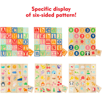 Gemileo Wooden ABC Toy Building Blocks for Toddlers 1-3 36 PCS Wood Alphabet Number Blocks for Stacking Learning Preschool Educational Montessori Sensory Toys for Kids Boys Girls Gifts 1.7"