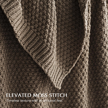 EVERGRACEHOME Chunky Chenille Knit Throw Blanket for Couch, Soft Luxurious Moss Stitch Blankets for Bed, Cozy Decorative Farmhouse Knitted Throws for Sofa, Mocha Brown, 50" x 60"