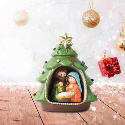 Hodao Nativity Sets for Christmas Indoor Decorations Holy Family Nativity Scene for Xmas Decor Gifts - Christmas Party Home Decorations(Green)