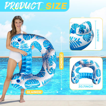 Inflatable Pool Floats Adult with Dual Cup Holders - 2-Pack, Ergonomic Pool Chairs for Floating, Hammock Lounge Pool Float for Party Summer, Water Activity, Lake and Beach, Pool Accessories