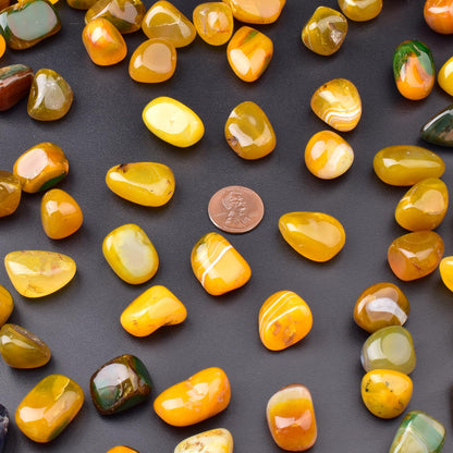 SigMntun Yellow Agate Healing Crystal Stone Set - 24 Pieces, 0.6" Natural & Polished Stones for Healing, Meditation, Reiki, Chakra, Crafting & Decoration