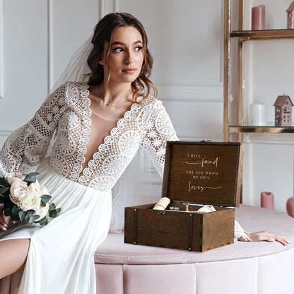 AW BRIDAL Large Mr and Mrs Wedding Keepsake Box with Lids, Engraved Wooden Storage and Decorative Box, Bridal Shower Gifts for Bride Bachelorette, Engagement Gift for Couples Newly Engaged