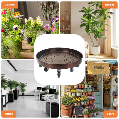 Uholan 20 Inch Heavy Duty Plant Stand on Wheels, Round Plant Caddy with Wheels for Indoor & Outdoor Use, Metal Rolling Tray for Potted and Small Furniture, Copper