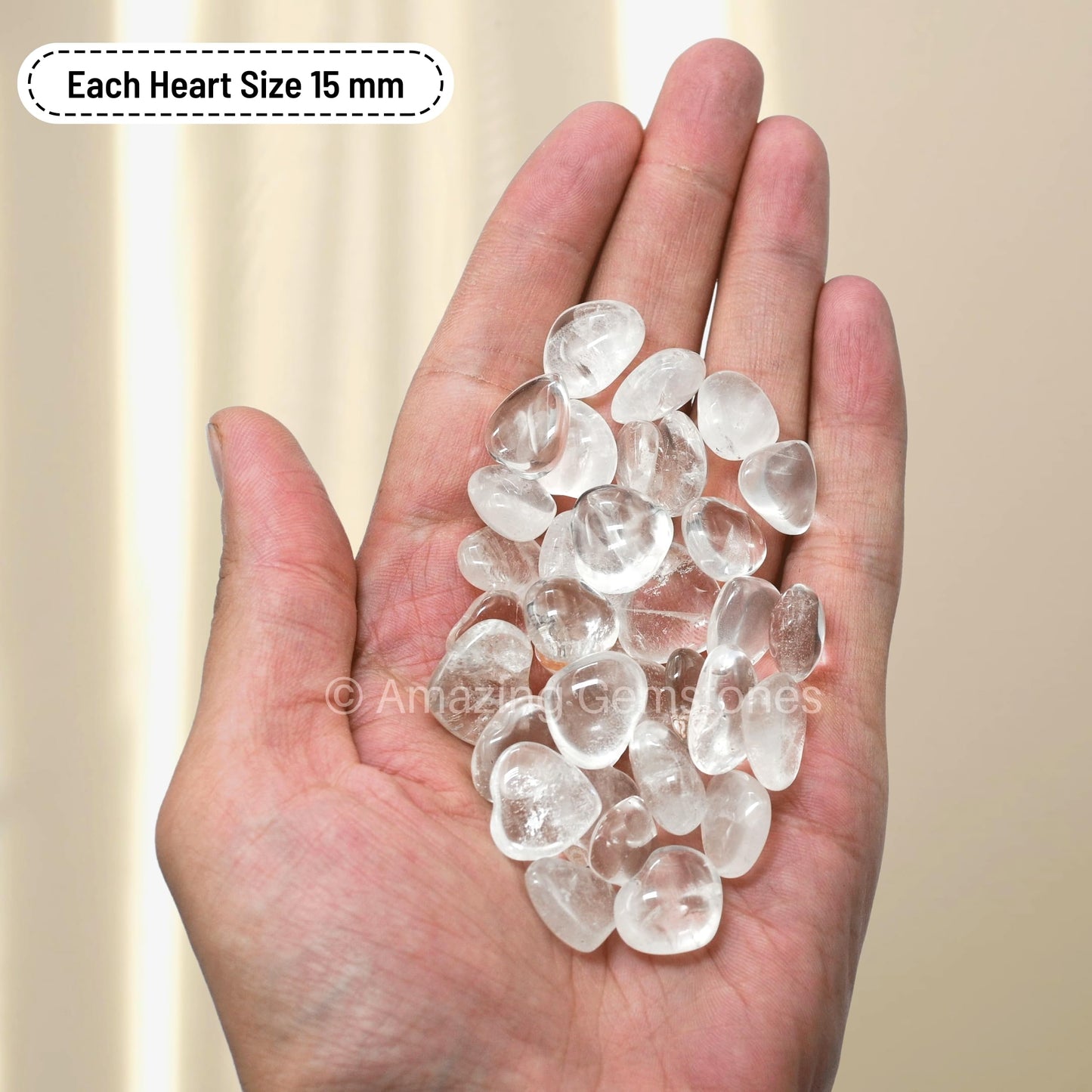 Amazing Gemstone Clear Quartz Stone Heart - Pack of 10 Crystal Heart Stones Rocks - Corazones De Piedra Crystals and Healing Stones Heart Shaped Crystal - Stocking Stuffers Gifts