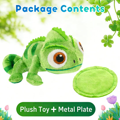 BOKIRZOS Magnetic Shoulder Chameleon Plush Toy, Soft Lizard Stuffed Animal Cosplay Accessory for Kids Teens Adults, Includes Key Ring