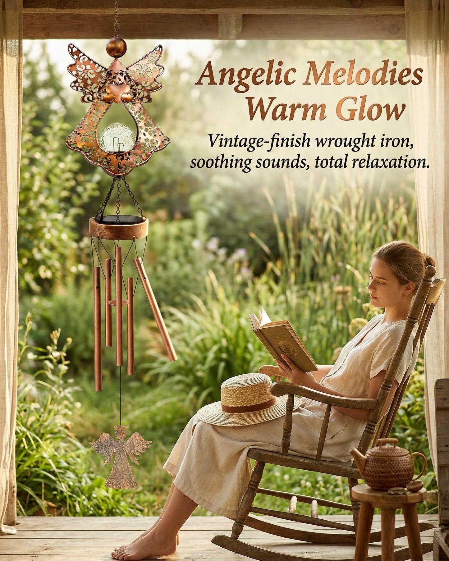 Supdeco Solar Angel Wind Chimes for Outside: Melodious Mother's Day Birthday Gifts for Mom Women Grandma Her Wife - Weatherproof Metal Outdoor Decor Easy Hanging for Garden Patio Tree Window Memorial