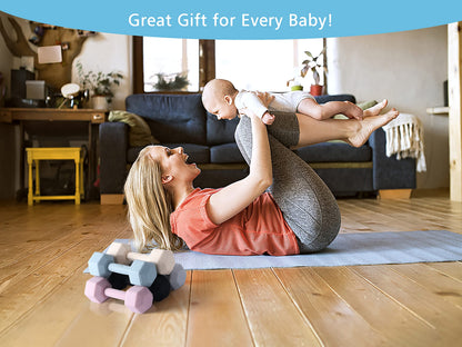 Giftty Baby Dumbbell Toy - Silicone Infant Rattle Teething Toy Teether Toddler Sensory Toy Durable Safe Exercises Workout Weight - Great Gift for Girls and Boys (1pcs 4.8oz - Gray)