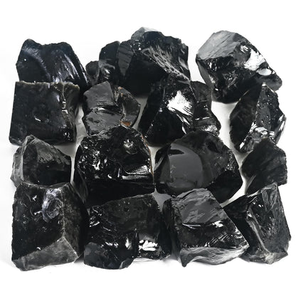 Crocon® 1LB Black Obsidian Rough Bulk Rocks Natural Stone Spiritual Gifts Raw Gemstone Crystals and Stones Tumbling Cabbing Polishing Gem Mining Chakra Balancing Reiki Healing Home Office Décor