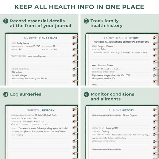 Clever Fox Personal Health Record Keeper – Medical Care Planner – Wellness & Medication Tracker Journal for Patients – Organizer Notebook, Daily Tracking Log Book & Appointment Diary (Forest Green)