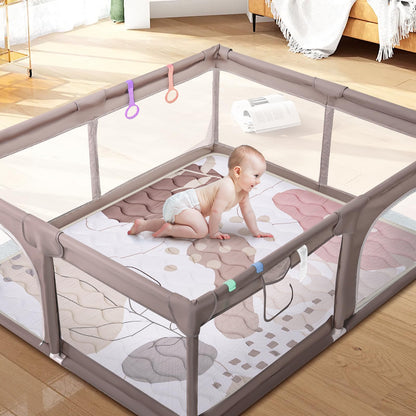 Baby Play Mat for Floor 50'' x 50'', Thicken Soft Padding Playmats for Playpen, Non Slip Baby Crawling Mat Foldable, Easy Care Machine Washable