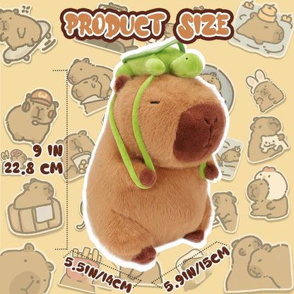 CHDBLOCK Capybara Plush Toy - 9 Inch Cute Capybara Stuffed Animal with Turtle Backpack, Kawaii Capibara Plushie for Kids and Adults
