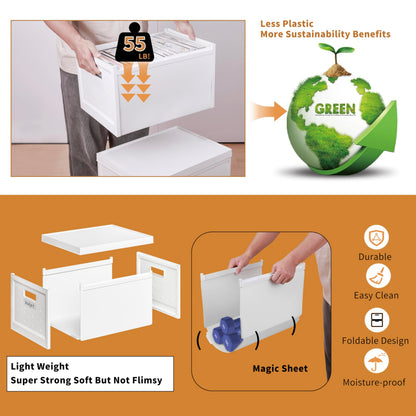 Seseno File Organizer File Box with Lid, Universal Hanging File Organizer, Letter/Legal Size File Folder Box, 2 Pack Plastic Office Document Filing Storage Bin