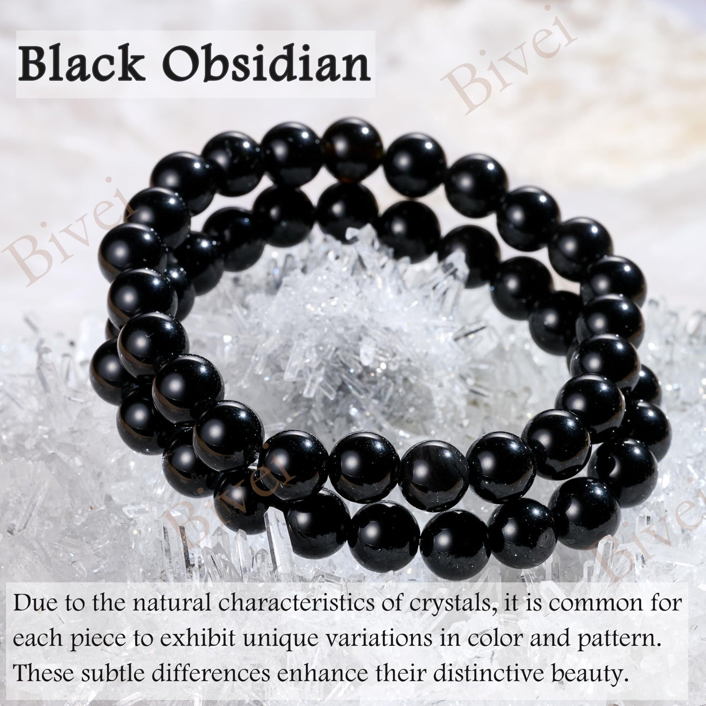 Black Obsidian - Strength - 8mm Beaded Bracelets for Women Handmade Semi Precious Natural Stone Stretch Elastic Jewelry Yoga Protection Gifts