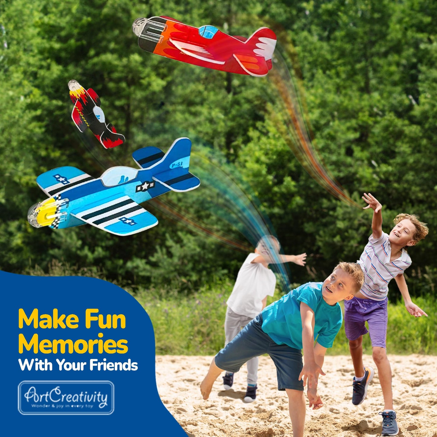 ArtCreativity Foam Airplanes For Kids - Bulk Set of 72 - Lightweight Planes with Various Designs - Individually Packed Foam Glider Planes for kids - Fun Airplane Party Favors for Boys and Girls