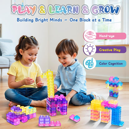 JOY SPOT! 40 PCS Sensory Soft Building Blocks for Toddlers, Kids Montessori Squishy Stacking Toy Set,Squeezable & Stretchable Early Learning Construction Playset,Puzzle Blocks for Creative Play