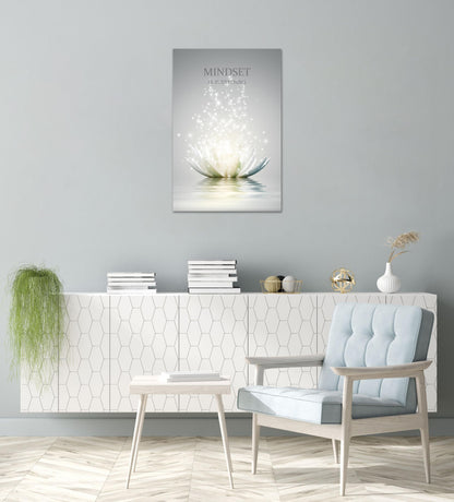 Lotus Flower Wall Art Canvas Mindset Motivational Quotes Poster for Zen Office Wall Decor Spiritual Meditation Prints Artwork Framed (12 x 16inches)