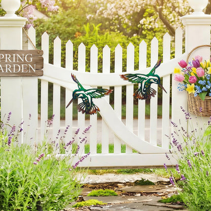 ElaraBerry 2 Pcs Metal Hummingbird Wall Art 12.6 Inch Metal Birds Wall Decor Garden Decoration Outdoor Statue Patio Fence Hanging Plaques for Garden Yard Living Room Bedroom Patio Balcony(Classic)