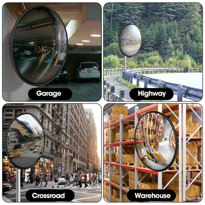 Convex Traffic Mirror - 32'' Outdoor and Indoor Driveway & Security Parabolic Safety Mirror, Acrylic Convex Mirrors for Garage, Retail Stores, Warehouses, Office and High-Traffic Areas