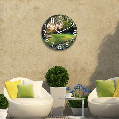 JoFomp Indoor Outdoor Wall Clock Waterproof, 14 Inch Garden Clock with Glass, Large Outdoor Clocks for Patio, Silent Outside Wall Clocks Battery Operated, Weatherproof Outdoor Clock for Pool Area Yard