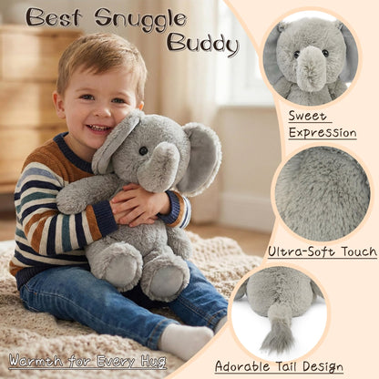 okegztoa Stuffed Animal Plush Toy Soft Plushie Cuddly Elephant Cute Plush Toy for Kids Toddlers Boys Girls Birthday Christmas Nursery Decor Party Favors