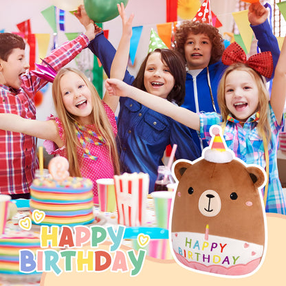 Prewplam Happy Birthday Teddy Bear Plush - 8inch Birthday Stuffed Animal Bear Plushie Pillows Toys, Soft Doll Gifts Party Decoration for Kids Girls Boys