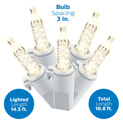 Philips 150 LED Warm White Faceted Mini Icicle Lights