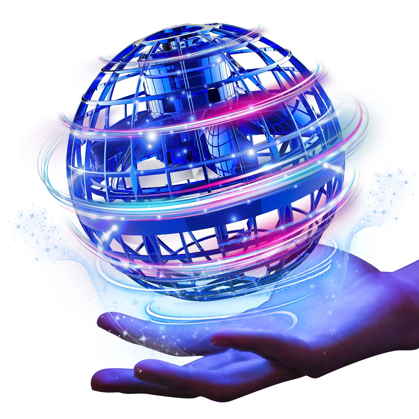 Ciniffo Flying Orb Ball Toy 2025 – Light Up Hand Controlled Boomerang Spinner Mini Drone Toy, Hover Cosmic Globe Ball, Cool Christmas & Birthday Gift for Boys Girls Teens Ages 6+ (Blue)