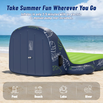 JOSEN Pool Floats Adult Heavy Duty, Inflatable Pool Lounger Float with Cup Holder and Caddy, Extra Large Pool Rafts for Adults, Tanning Pool Float Water Floaties Beach Lake Sunbathing