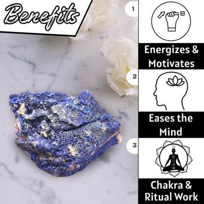 Amazing Gemstone Azurite Crystals and Healing Stones Mineral Specimen - Premium Semi Precious Gem Stones - Healing Crystals Geodes Clusters for Meditation, Chakra Balance, and Energy (S)