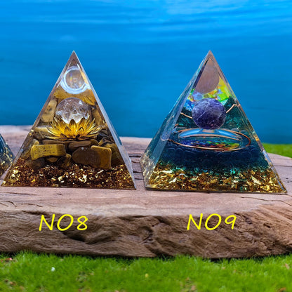 Healing Crystals Orgone Pyramid for Positive Energy, Stress Reduction, and Attracting Wealth and Luck Reduce Stress and Promote Healing with this Crystal Pyramid Home Decor (NO2,6cm)