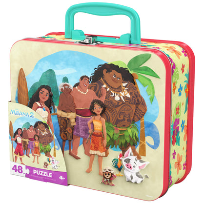 Spin Master Games, Disney’s Moana 2 Puzzle in Reusable Lunchbox Storage Tin, 48 Pieces, Disney Puzzle, Kids Toys for Girls & Boys, for Ages 4 & Up