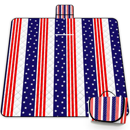 Poedist Extra Large Patriotic Picnic Blanket Waterproof,80"x 80"Foldable Machine Washable Beach Blanket,Outdoor Blanket for 6-8 Adults,Suitable for Indoor Crawling,Park Beach,Camping,Hiking,Family