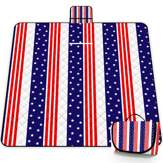 Poedist Extra Large Patriotic Picnic Blanket Waterproof,80"x 80"Foldable Machine Washable Beach Blanket,Outdoor Blanket for 6-8 Adults,Suitable for Indoor Crawling,Park Beach,Camping,Hiking,Family