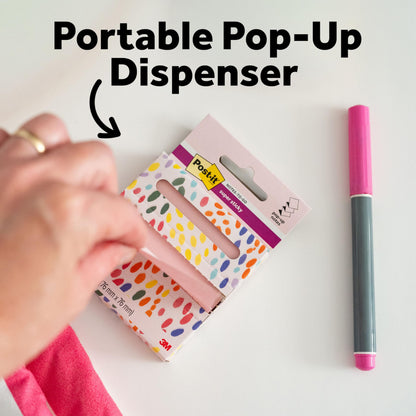 Post-it Super Sticky Notes-to-go Pop-Up Notes, 3 in. x 3 in., 6 Dispensers with 540 Total Pastel Sticky Notes in Pink Salt Color, Great for School, Office, Classroom, or Home