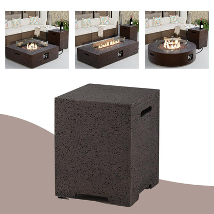 COSIEST Outdoor Hideaway Tank Table for Gas Fire Pits, Hides Standard 20lb 16-inch Propane Tank Cover w Side Handles (Rusty Red)
