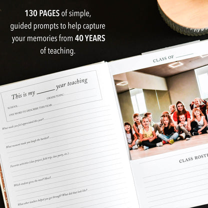 DUNCAN & STONE PAPER CO. Teacher Memory Book – 20 Years Of Memories Notebook for Teachers - Linen Cover Classic Teacher Journal Notebook - Cute Journaling Notebooks (130 Pages)
