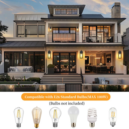 16'' Large Outdoor Wall Lights 2 Packs, Black Exterior Lighting Fixtures, Waterproof Outside Lights for House, Modern Outdoor Sconce Porch Light, Farmhouse Wall Lanterns for Front Door, Patio, Garage