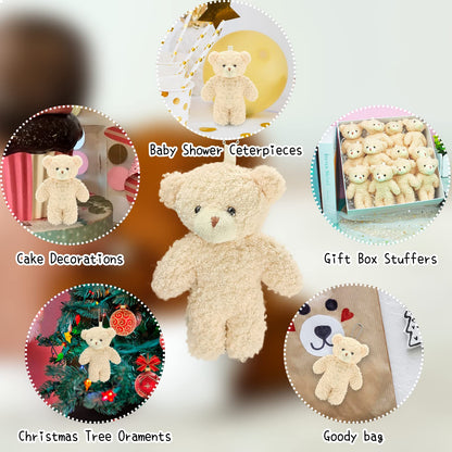 WEGUTATS 12 Pack Brown Mini Teddy Bears 4.7 inch Tiny Soft Stuffed Teddy Bear Small Plush Bears Bulk for Birthday Party Decor Favors Bag Keychain