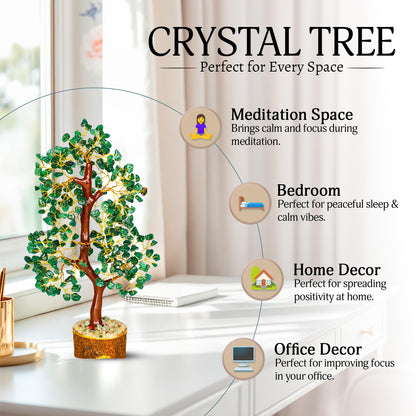 YATSKIA Green Aventurine Gemstone Tree Natural Stone Feng Shui Wire Bonsai Seven Chakra Jewelry Trees of Life Necklace Good Luck Handmade Prosperity Success Stones Gift Home Office Desk Shelves Décor