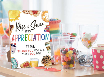 Breakfast Appreciation Sign, Rise and Shine Appreciation Decor, Appreciation Week Gift Table Decor, Employee Appreciation Sign Gift Pastor Teacher Doctor Retirement, Thank You Party Decoration