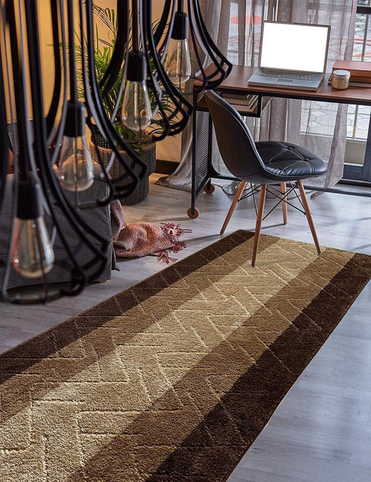 BestHomeCustom Custom Size Hallway Runner Rug Brown-Beige Color 31 inch Wide Select Your Length Non-Slip (Skid Resistance) Rubber Backing 6 feet x 31 inch